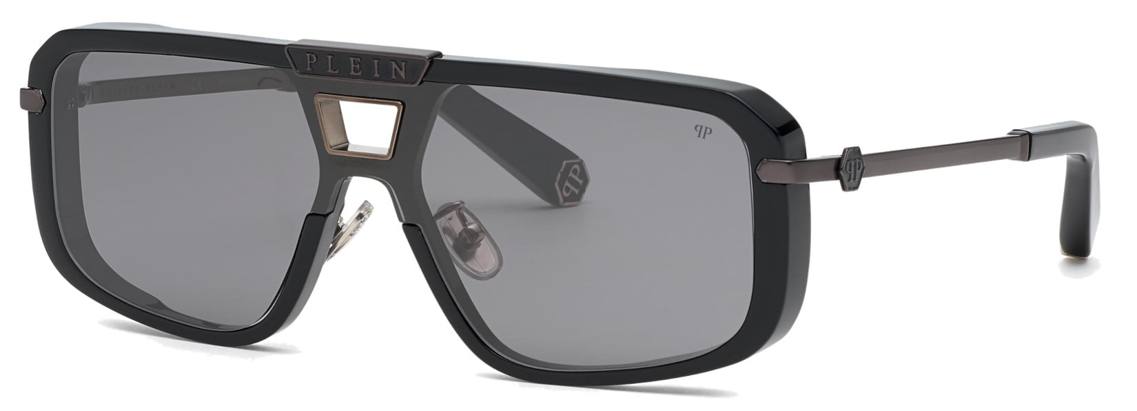 PHILIPP-PLEIN-SPP008M/S 700X*2 SHINY BLACK /GUN METAL(SMOKE MIRROR 99*0, Negro, hi-res image number 0