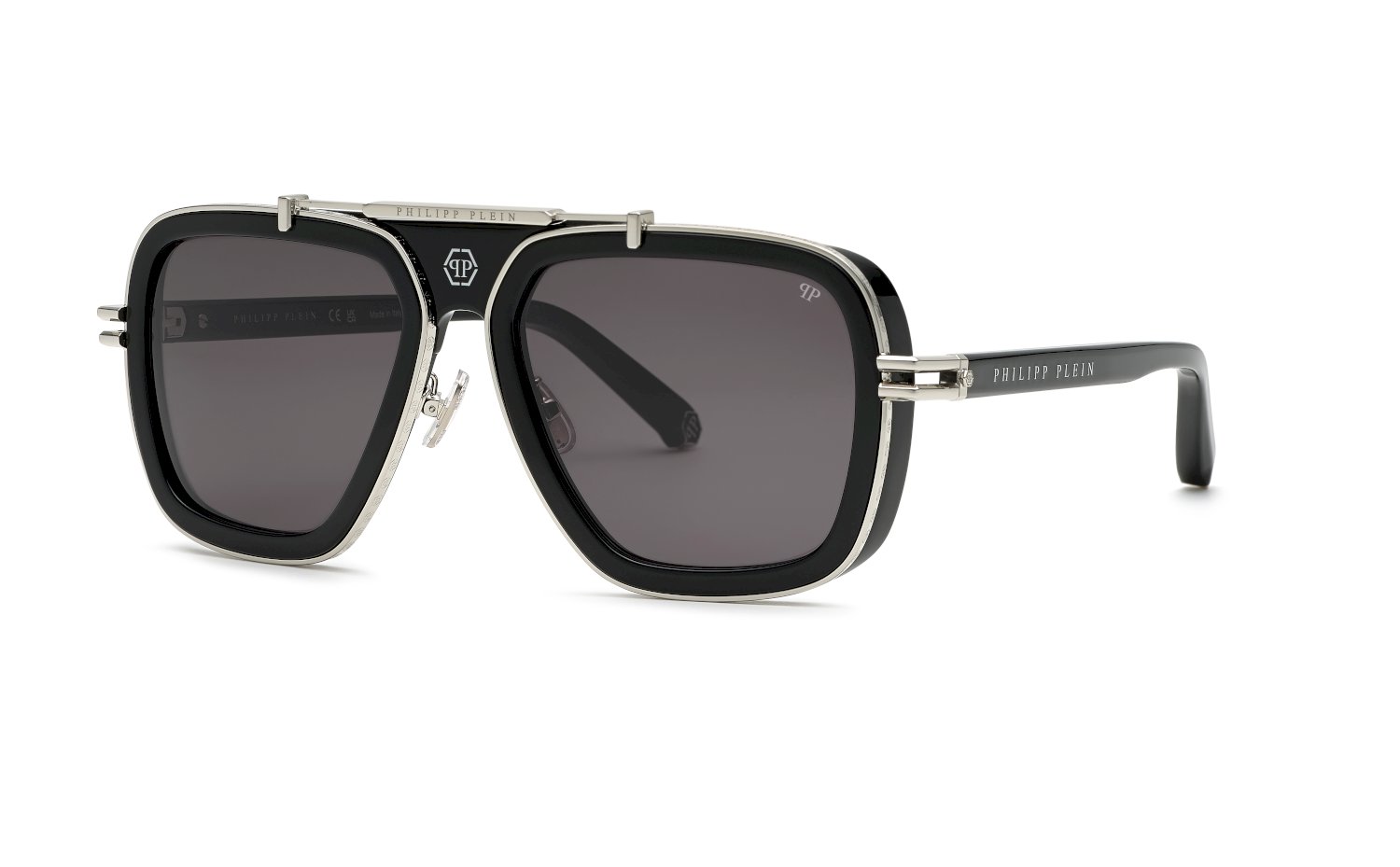 PHILIPP-PLEIN-SPP109M/S 0700*3 SHINY BLACK(SMOKE 57*19, , hi-res image number 0