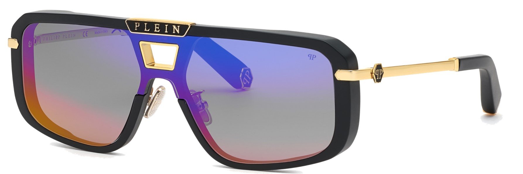 PHILIPP-PLEIN-SPP008M/S 703V*2 MAT GREY/ GOLD(GRADIENT SMOKE RED 99*0, Dorado-Negro, hi-res image number 0